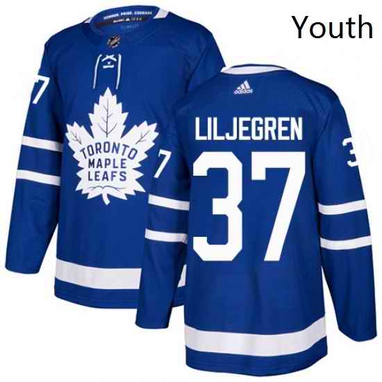 Youth Adidas Toronto Maple Leafs 37 Timothy Liljegren Authentic Royal Blue Home NHL Jersey